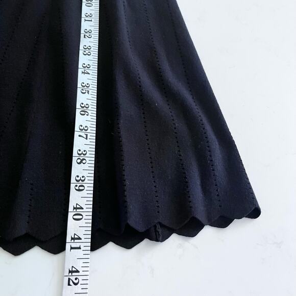 Rebecca Taylor Black Pointelle Knit Lace Trim Mock Neck Sweater Dress Size M - Picture 12 of 13